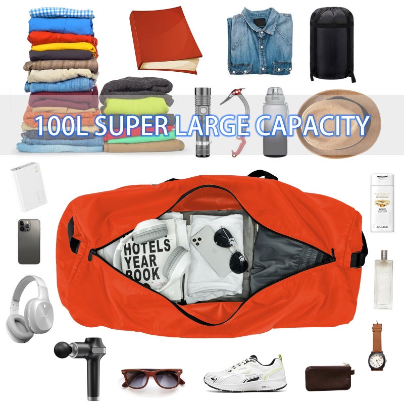 iFARADAY Extra Large Duffel Bag 105L Lightweight Luggage for Travel-Orange - Image 5